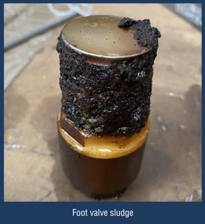 Foot valve sludge
