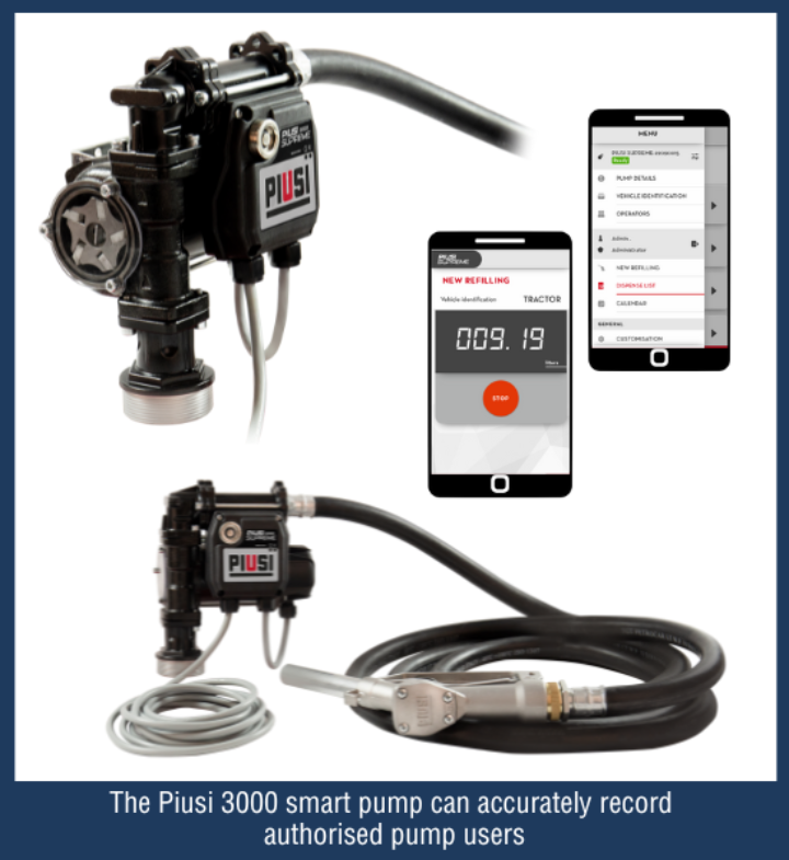 The Piusi 3000 smart pump can accurately record authorised pump users